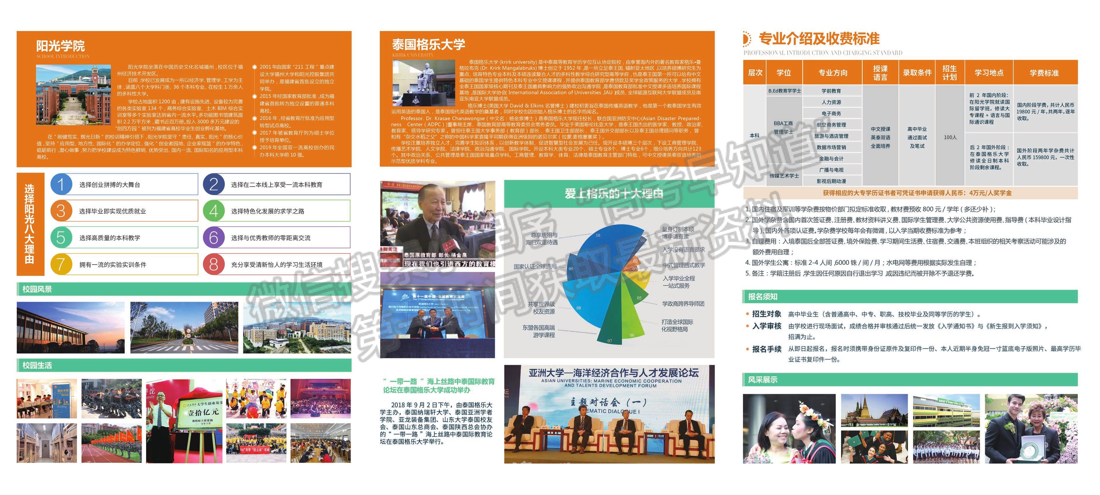 阳光-泰国格乐大学2加2国际本科留学项目招生简章  ​